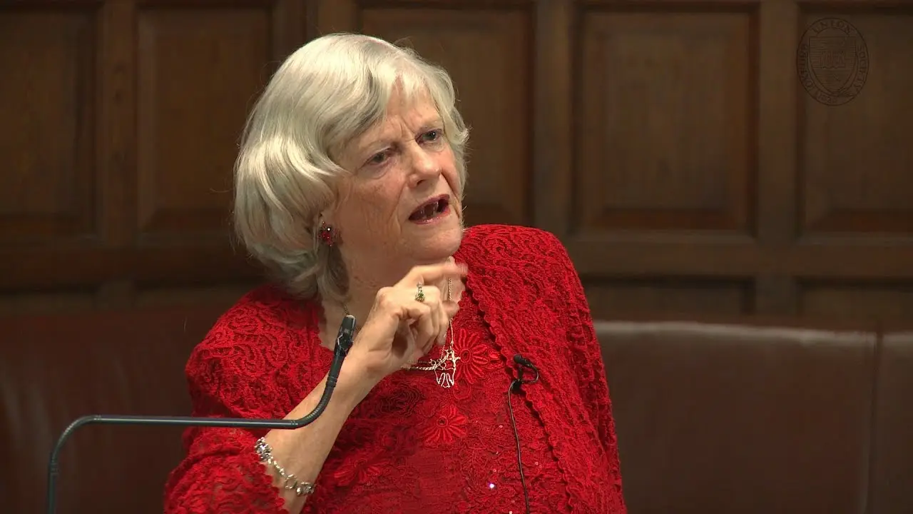 Ann Widdecombe speaking at the Oxford Union debate on no-platforming